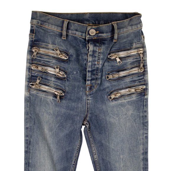 UNRAVEL PROJECT Blue Triple Zip Skinny Fit Jean Pants Size 26 $965 - Picture 2 of 7